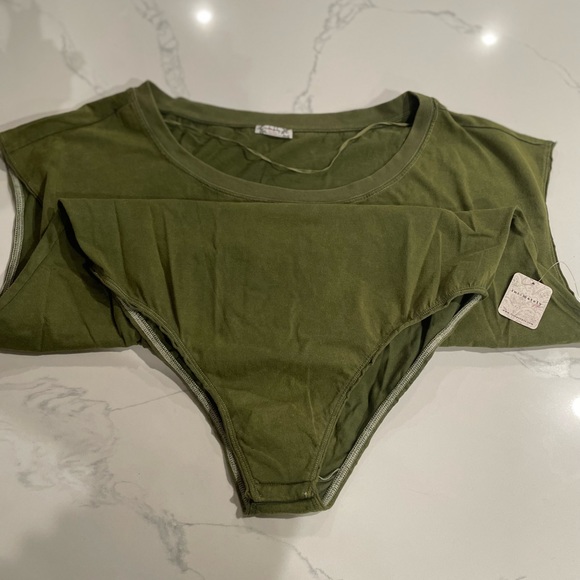 Free People Road Trip Bodysuit Top Verde Green NWT - Picture 6 of 8